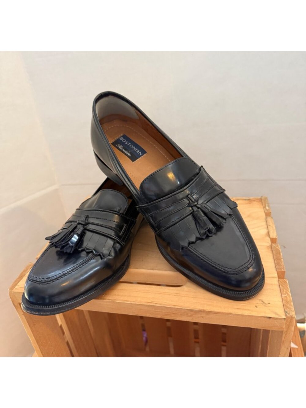 Bostonian Florentine Size 10 M Black Leather Kiltie Tassel Loafers Dress Shoes - Picture 16 of 16